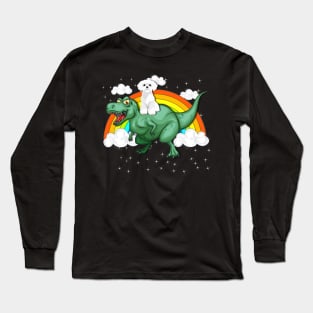 T Rex Dinosaur Riding Westie Dog Long Sleeve T-Shirt